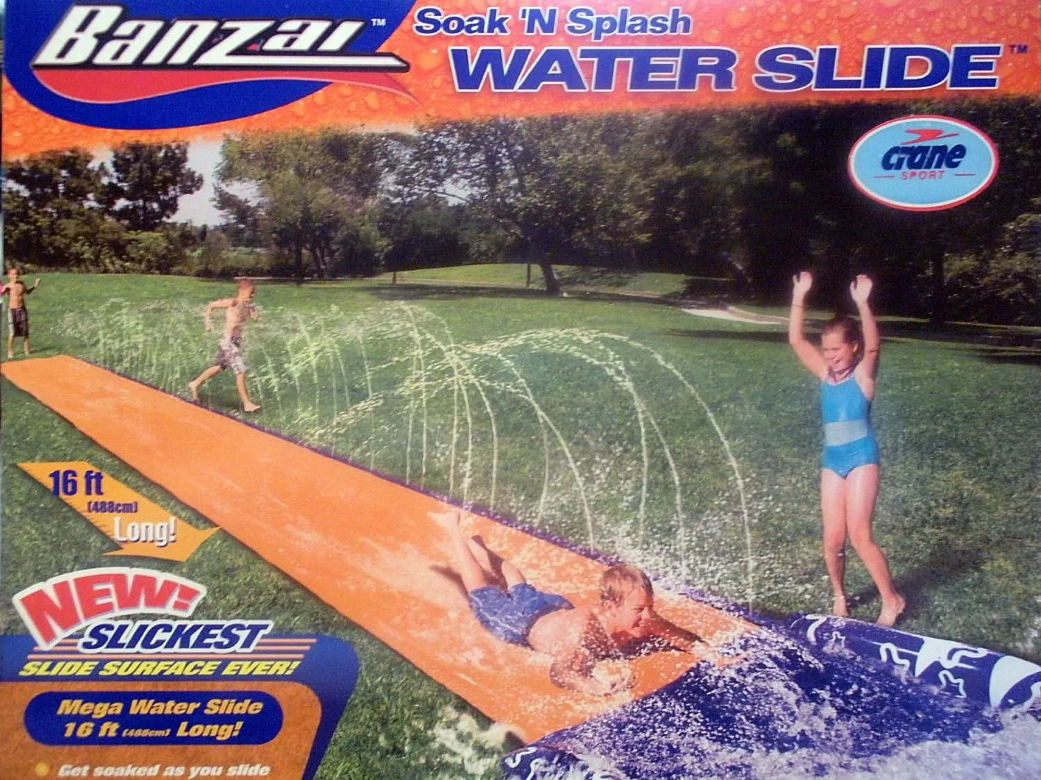 BANZAI Soak 'N Splash Mega Water Slide with New Slickest Slide Surface Ever!
