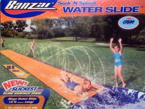 BANZAI Soak 'N Splash Mega Water Slide with New Slickest Slide Surface Ever!