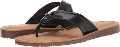 Bella Vita Made in Italy Women's Thong Sandal Flat, Black Italian Leather, 8.5