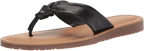 Bella Vita Made in Italy Women's Thong Sandal Flat, Black Italian Leather, 8.5