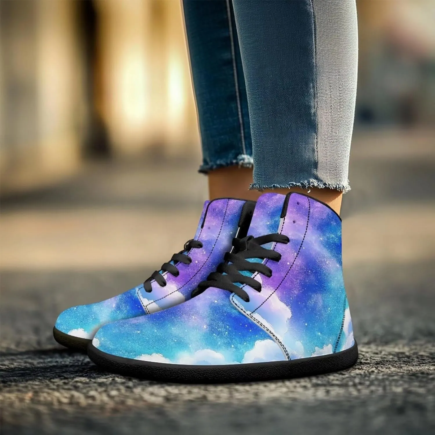 Binienty Unisex Men Women Barefoot Shoes Lace up High Top Minimalist Flat Sneakers Cross-Trainer Footwear