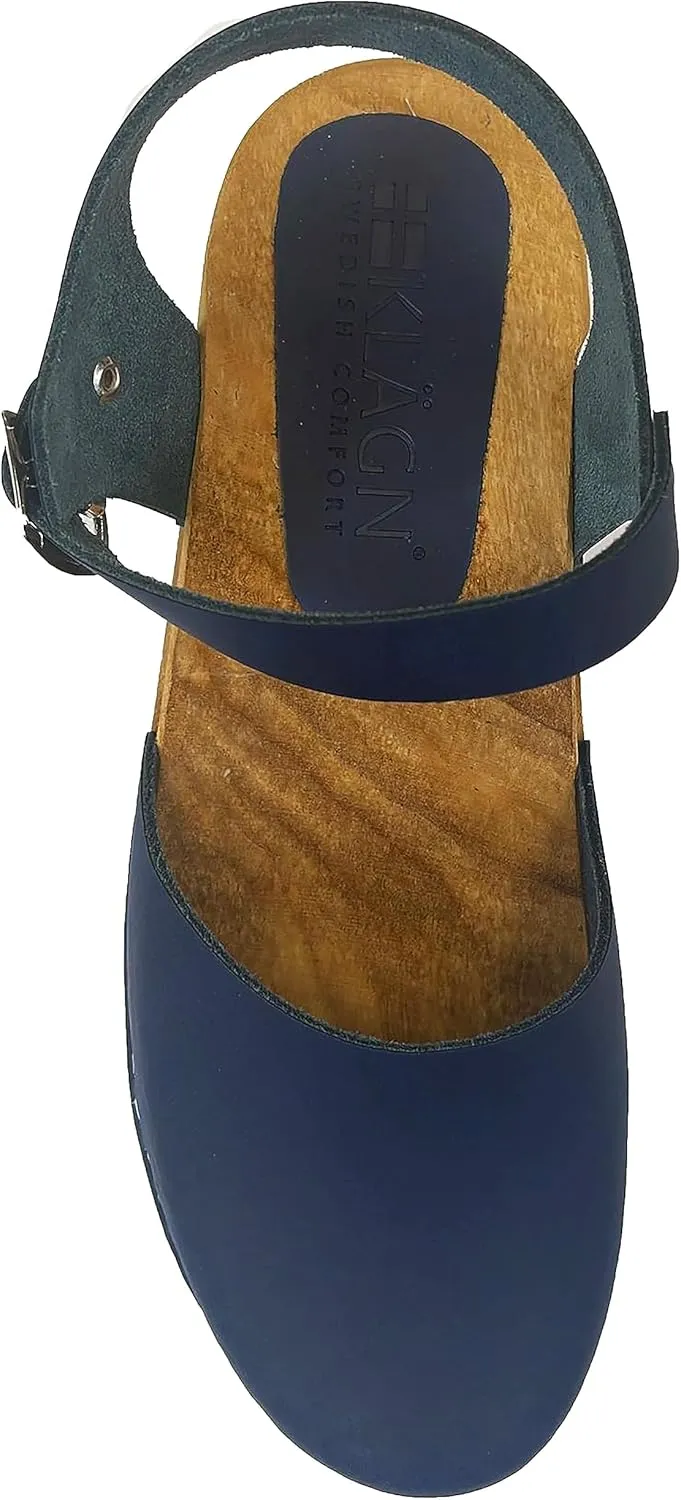Bjork Alma Low-Heel Wooden Swedish Clog Sandals