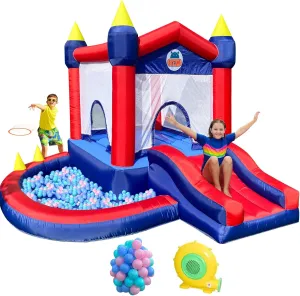 Bouncy House for Kids Outdoor Inflatable Bounce House with Slide, Blower, Ball Pit & Ocean Balls Jumping Castle Slide Bouncer Playground for Backyard Party 9.3x8.2x5.4ft