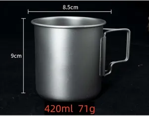 BTTSTRA Outdoor Pure Titanium Tea Cup Portable Coffee Cup Mug(420ML A)