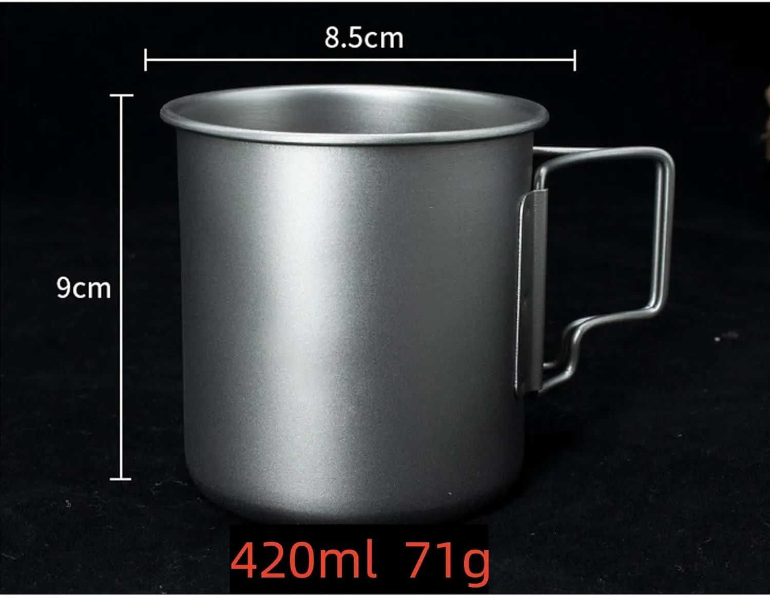 BTTSTRA Outdoor Pure Titanium Tea Cup Portable Coffee Cup Mug(420ML A)
