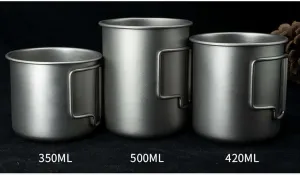 BTTSTRA Outdoor Pure Titanium Tea Cup Portable Coffee Cup Mug(500ML B)