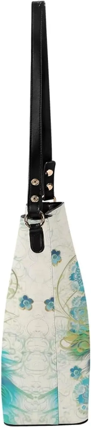 Bucket Bags Purses for Women with Adjustable Strap, Black Cat Print PU Leather Tote Handbags Top Handle Satchel