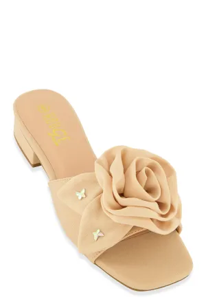 Butterfly Rose Band Low Heel Sandals