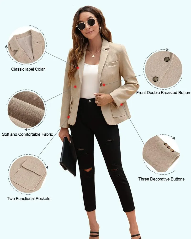 BZB Women's Casual Blazers Long Sleeve Lapel Open Front Work Office Bussiness Warm Blazer Jackets