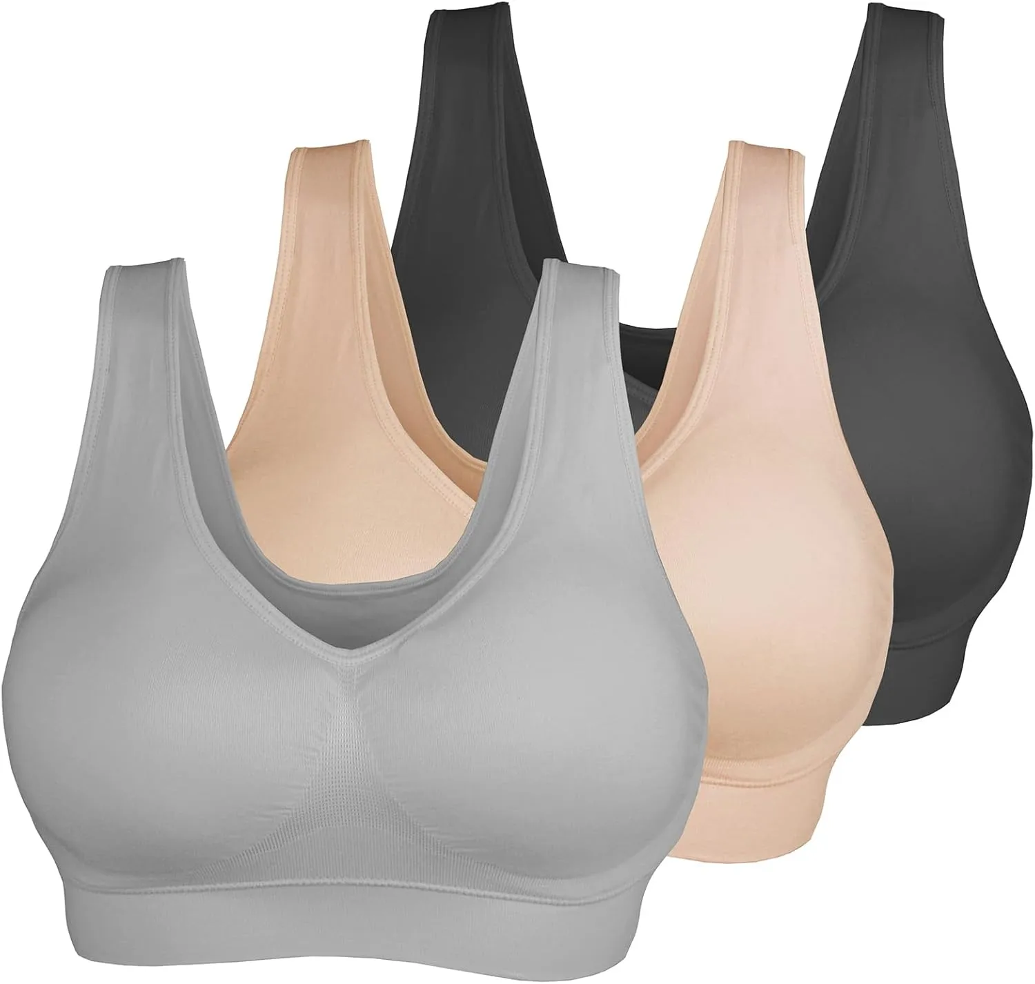 Cabales Women's Seamless Wire Free Bra for Women Removable Padded Comfort Sports Bra