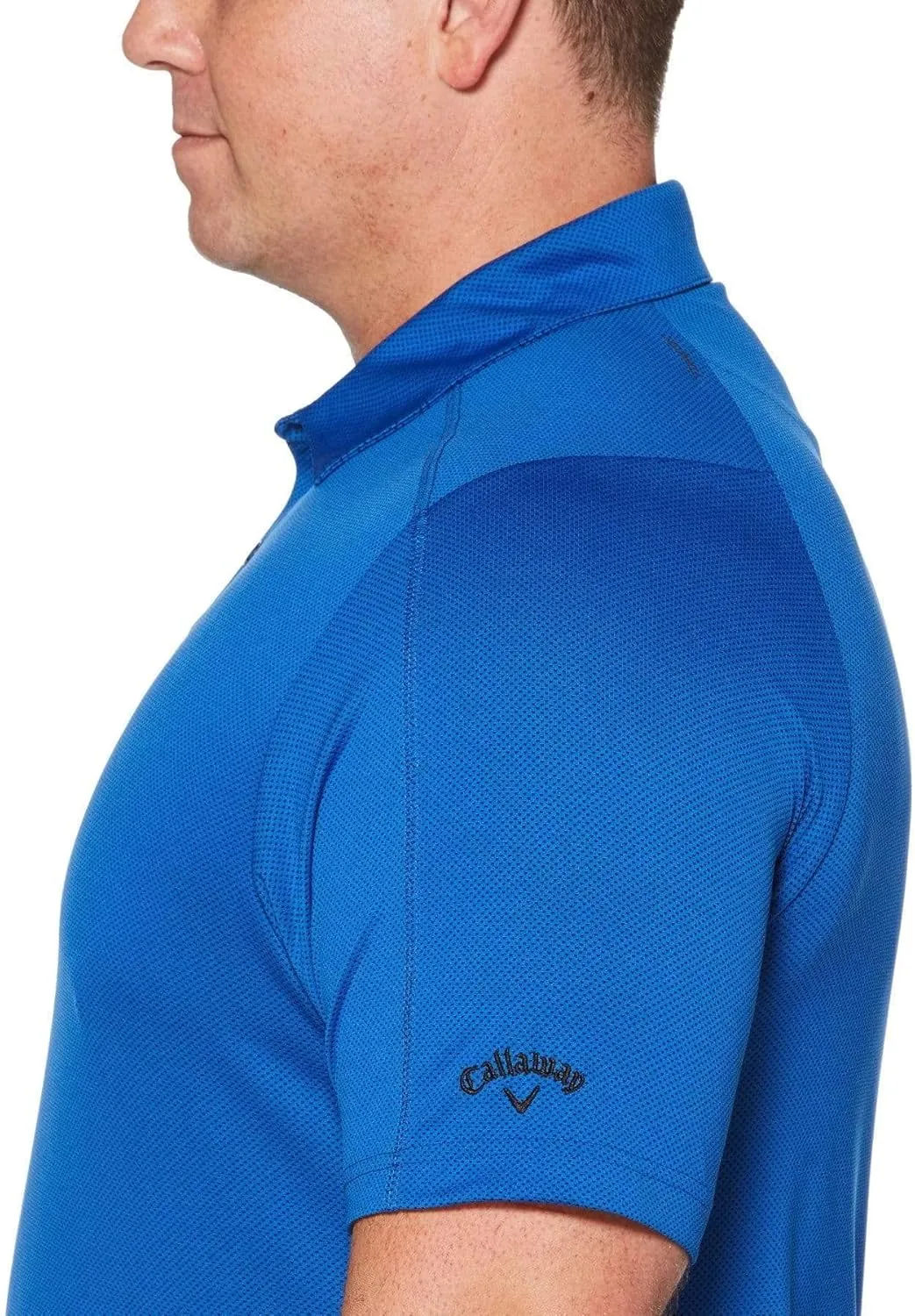 Callaway Men's Swing Tech Mini Print Short Sleeve Golf Polo Shirt, Moisture-Wicking, Ventilated Fabric, Sun Protection