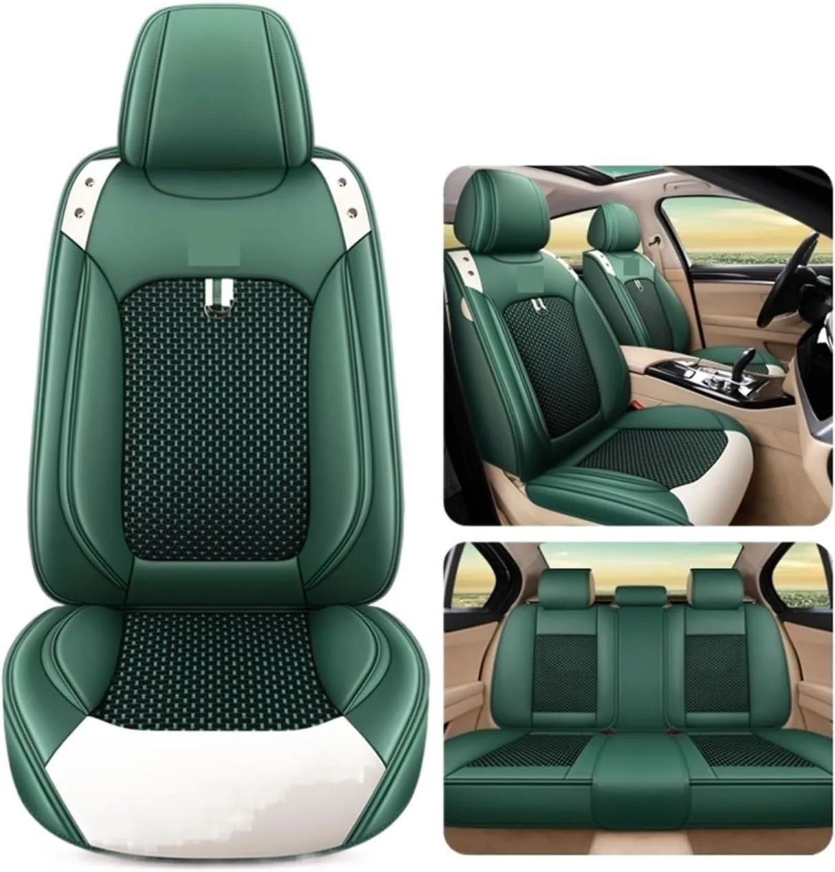 Car Seat Cover Front/Rear Vehicle Cushion Not Moves Universal Pu Leather Black/Red Non-Slide Compatible for BMW X1 X3 E3 X45(Lake 1set)