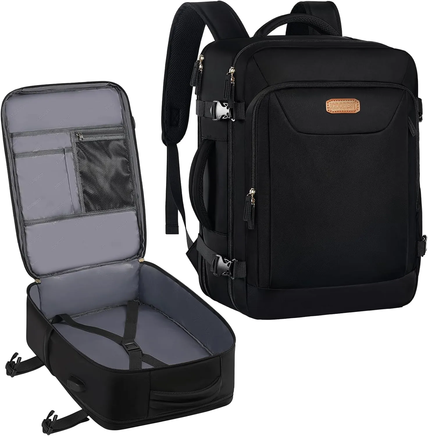 Carry on Backpack, Flight Approved Travel Backpack with USB Charge Port, TSA 15.6 Inch Anti-Theft Laptop Backpack Lightweight Daypack College Weekender Overnight Bag, 16.8*11.4*7inch,Black