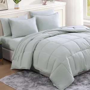 Casa Platino Queen Bed Set with Comforter and Sheets Pre-Washed – 7 Piece Comforter Set Queen – Soft Queen Bedding Set with Comforter, Flat Sheet, Fitted Sheet, 2 Pillowcases & 2 Shams - Mineral