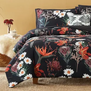 CASAAGUSTO Queen Comforter Set, 7 PCS Black Shore Floral Comforter Set with Flowers Leaves Pattern, Soft Seersucker Design All Season Queen Size Bedding Set (90"X90")