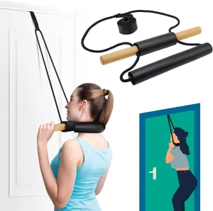 Cervical Neck Traction Over Door Device for Neck Relieve Neck Pain, Enhance Physical TherapyOver Door Use with Comfort Wood Grip