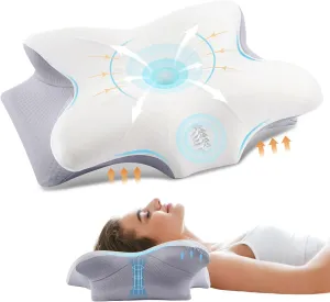 Cervical Pillow for Neck and Shoulder, Ergonomic Contour Memory Foam Pillows for Sleeping with Washable Pillowcase, Cooling Neck Support Pillow for Side Back Stomach Sleeper