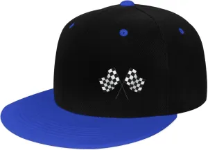 Checkered Flags Race Car Flag Flat Brim Contrast Color Hip-hop hat Baseball Adjustable Trucker hat