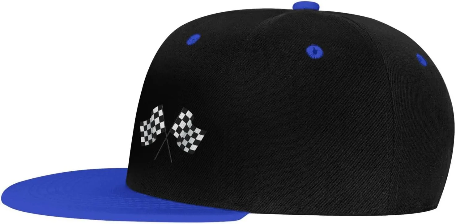 Checkered Flags Race Car Flag Flat Brim Contrast Color Hip-hop hat Baseball Adjustable Trucker hat