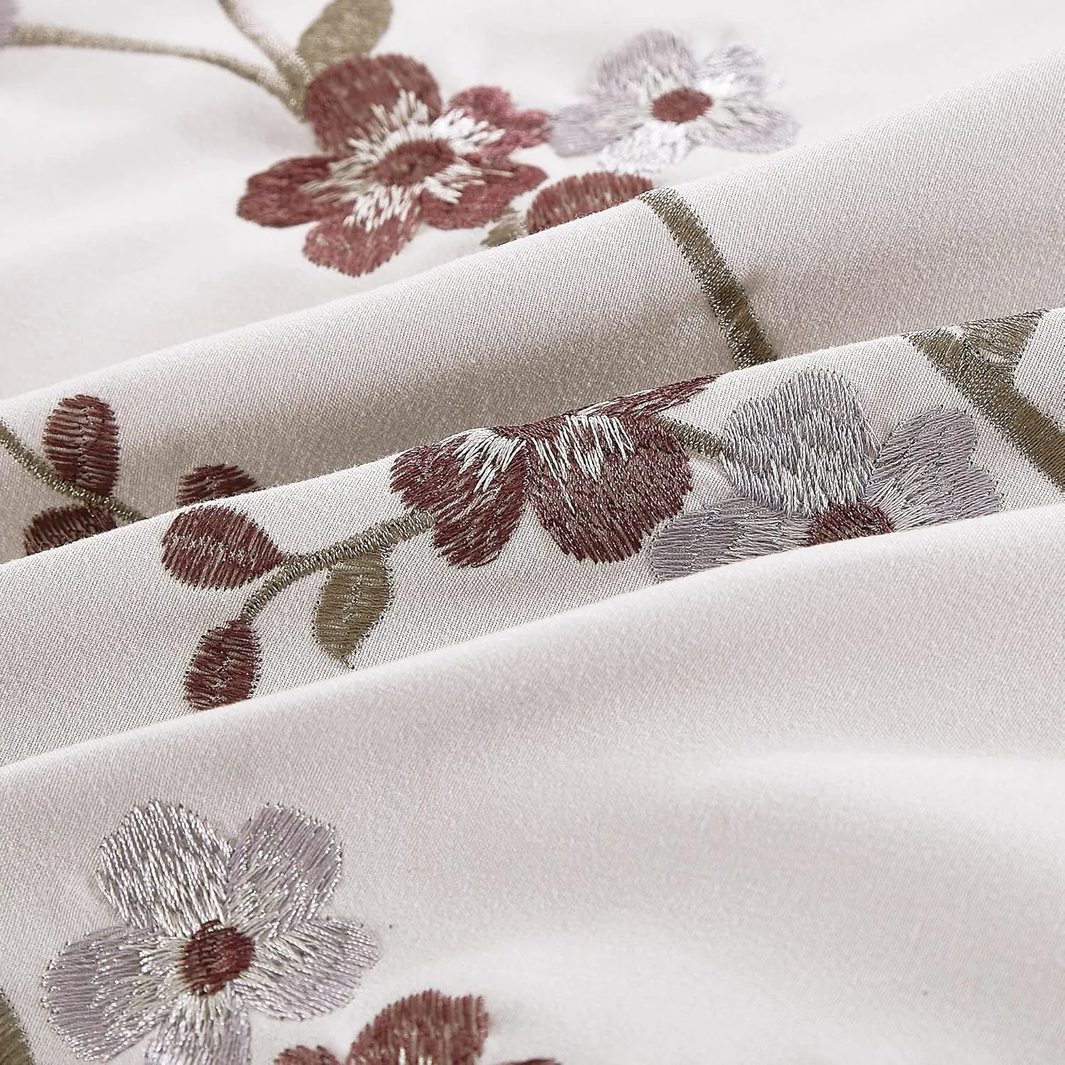 Chezmoi Collection Everly King Bed in a Bag 7-Pieces Luxury Lavender Purple Gray Cherry Blossom Floral Embroidery Comforter Set with Sheets All Season Bedding Set, King