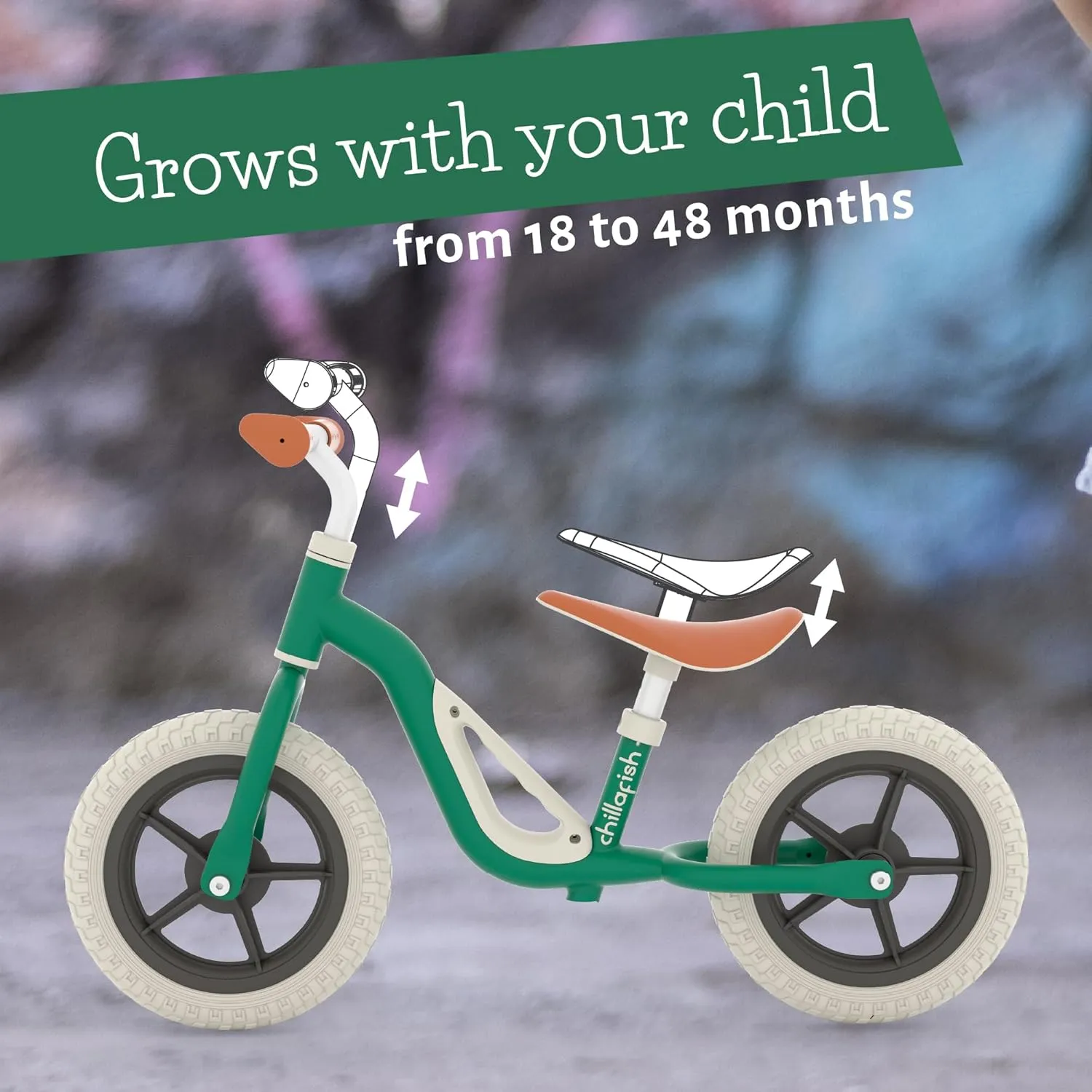 Chillafish Charlie Toddler Balance Bike, Lightweight 10-Inch Bike for Boys & Girls 2 to 4 Years Old, Adjustable Seat, Carry Handle & No-Puncture Tires