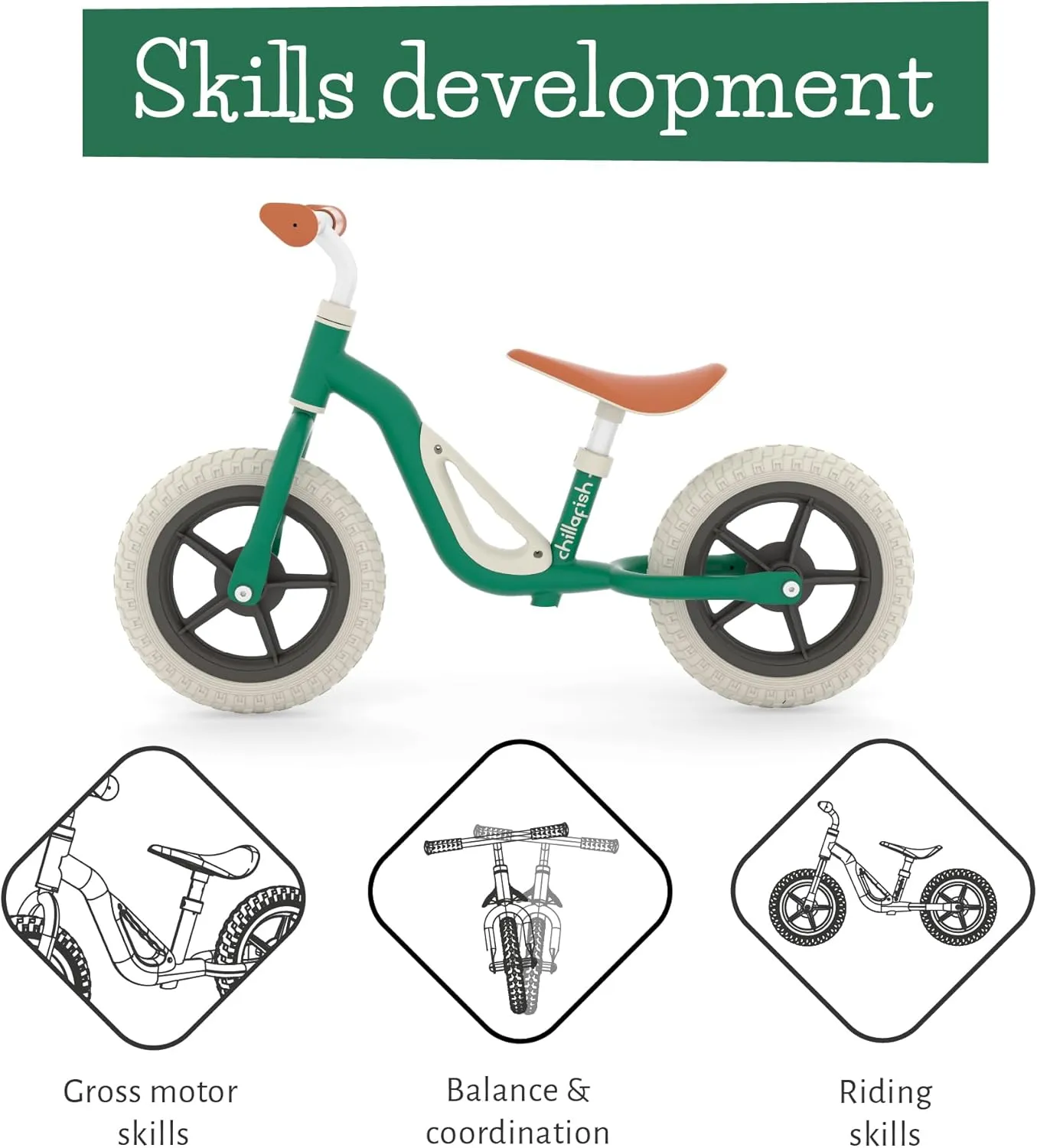 Chillafish Charlie Toddler Balance Bike, Lightweight 10-Inch Bike for Boys & Girls 2 to 4 Years Old, Adjustable Seat, Carry Handle & No-Puncture Tires