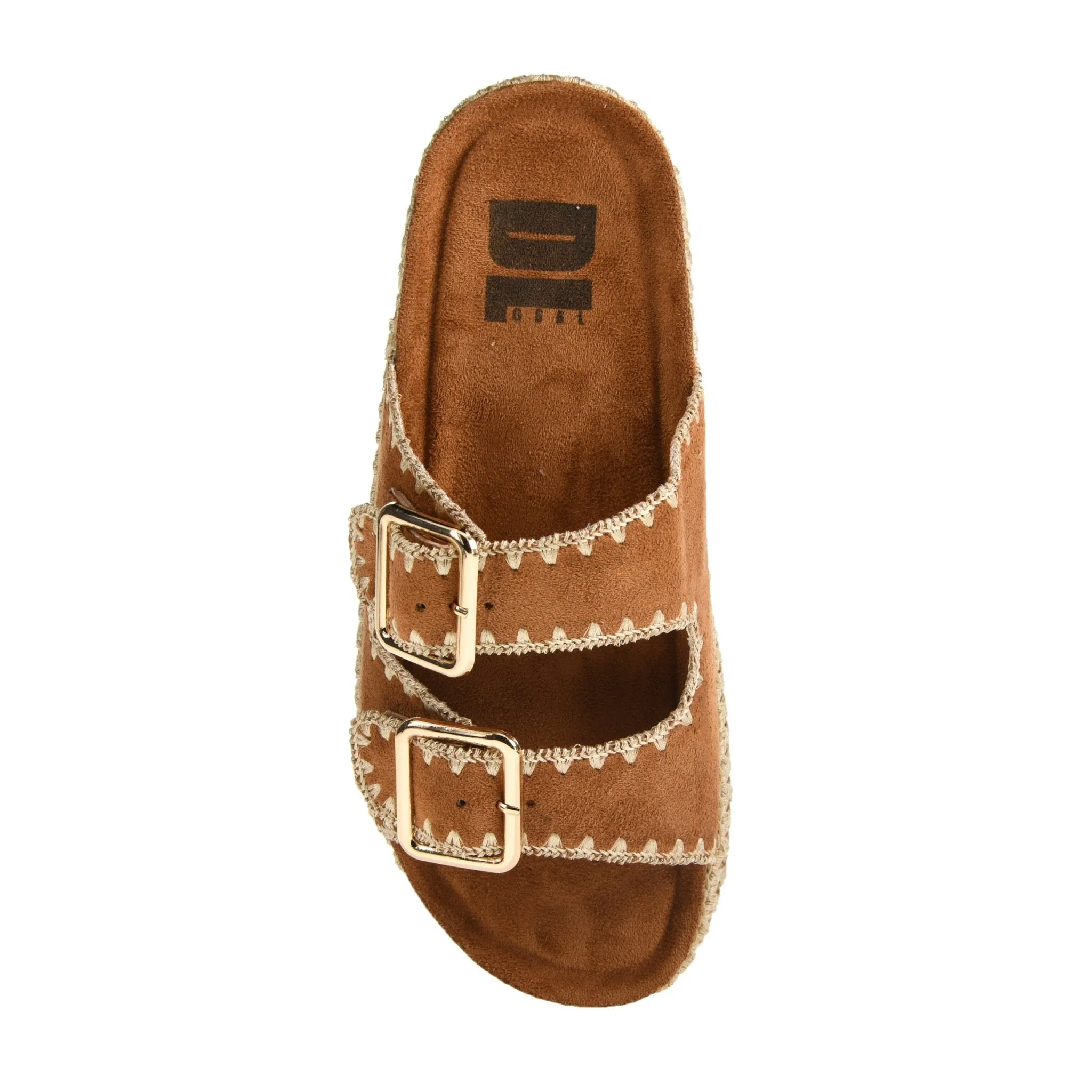 Chinese Laundry Cubana Brown Platform Slide Sandals