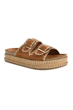 Chinese Laundry Cubana Brown Platform Slide Sandals