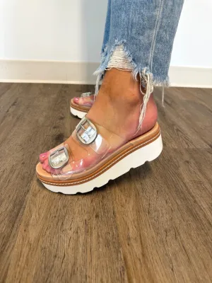Chinese Laundry Surfs Up Clear Platform Slide Sandals