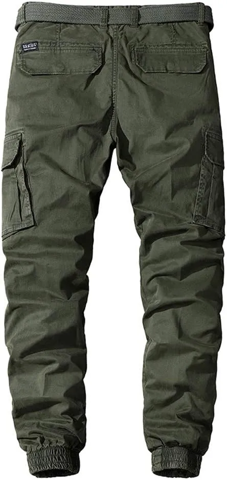chouyatou Men's Casual Mid-Rise Waist Tapered Leg Close Bottom Jogger Cargo Pants