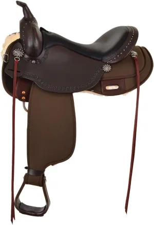 CIRCLE Y 6913 Willow Springs Cordura Equestrian Leather Trail Riding Saddle | Double Padded Seat | Adjustable Position Flat Plate Rigging | Nylon Tie Straps on Both Sides