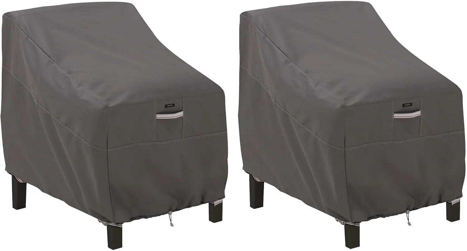 Classic Accessories Ravenna Water-Resistant 38 Inch Deep Seated Patio Lounge Chair Cover, 2-Pack, Patio Furniture Covers, Dark Taupe/Mushroom/Espresso