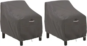 Classic Accessories Ravenna Water-Resistant 38 Inch Deep Seated Patio Lounge Chair Cover, 2-Pack, Patio Furniture Covers, Dark Taupe/Mushroom/Espresso