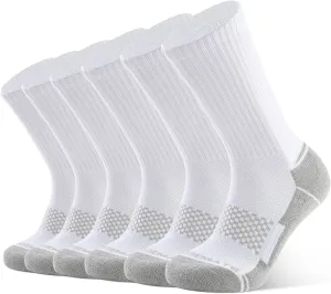 CLOSEMATE Mens Athletic Cushioned Crew Socks 6 Pairs Cotton Comfy and Moisture-Wicking for Running Training Sports