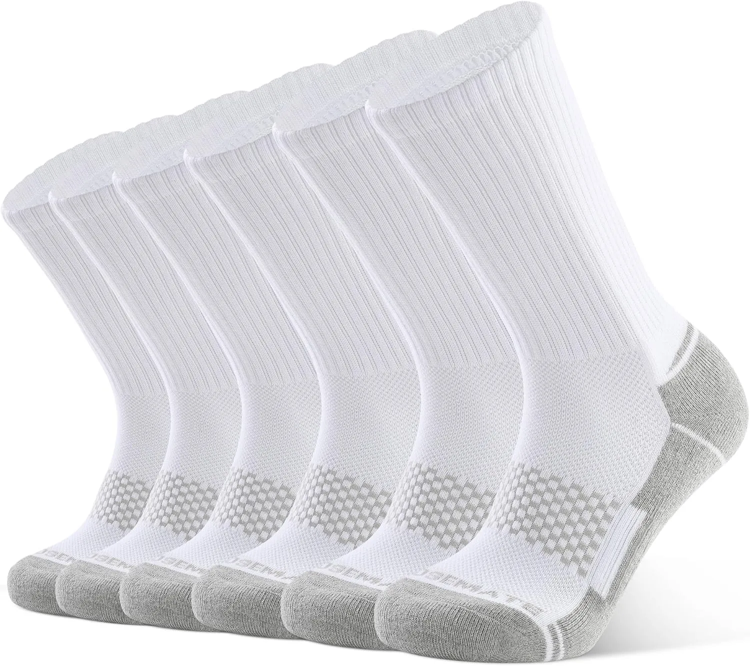 CLOSEMATE Mens Athletic Cushioned Crew Socks 6 Pairs Cotton Comfy and Moisture-Wicking for Running Training Sports