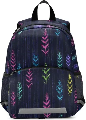 Colorful Cartoon Leaf Toddler Backpack Colorful Cartoon Leaf Print with Leash and Reflective Strips, Lightweight Kids School Bag for Boys Girls 3-6 Years, Travel Daypack for Preschool, Outings