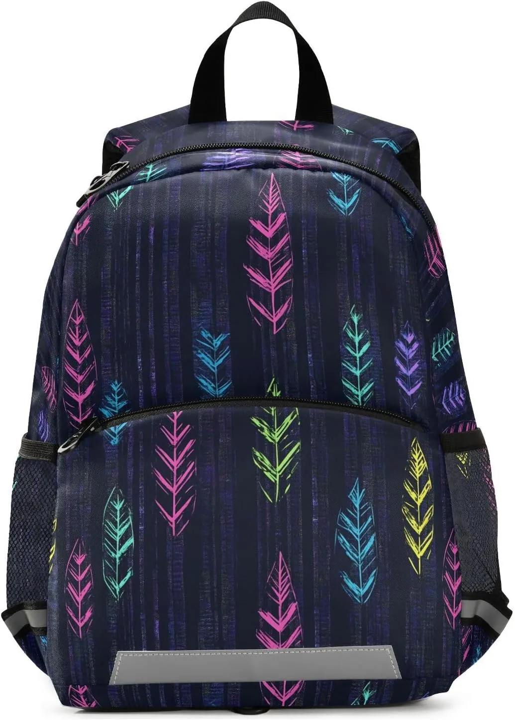 Colorful Cartoon Leaf Toddler Backpack Colorful Cartoon Leaf Print with Leash and Reflective Strips, Lightweight Kids School Bag for Boys Girls 3-6 Years, Travel Daypack for Preschool, Outings