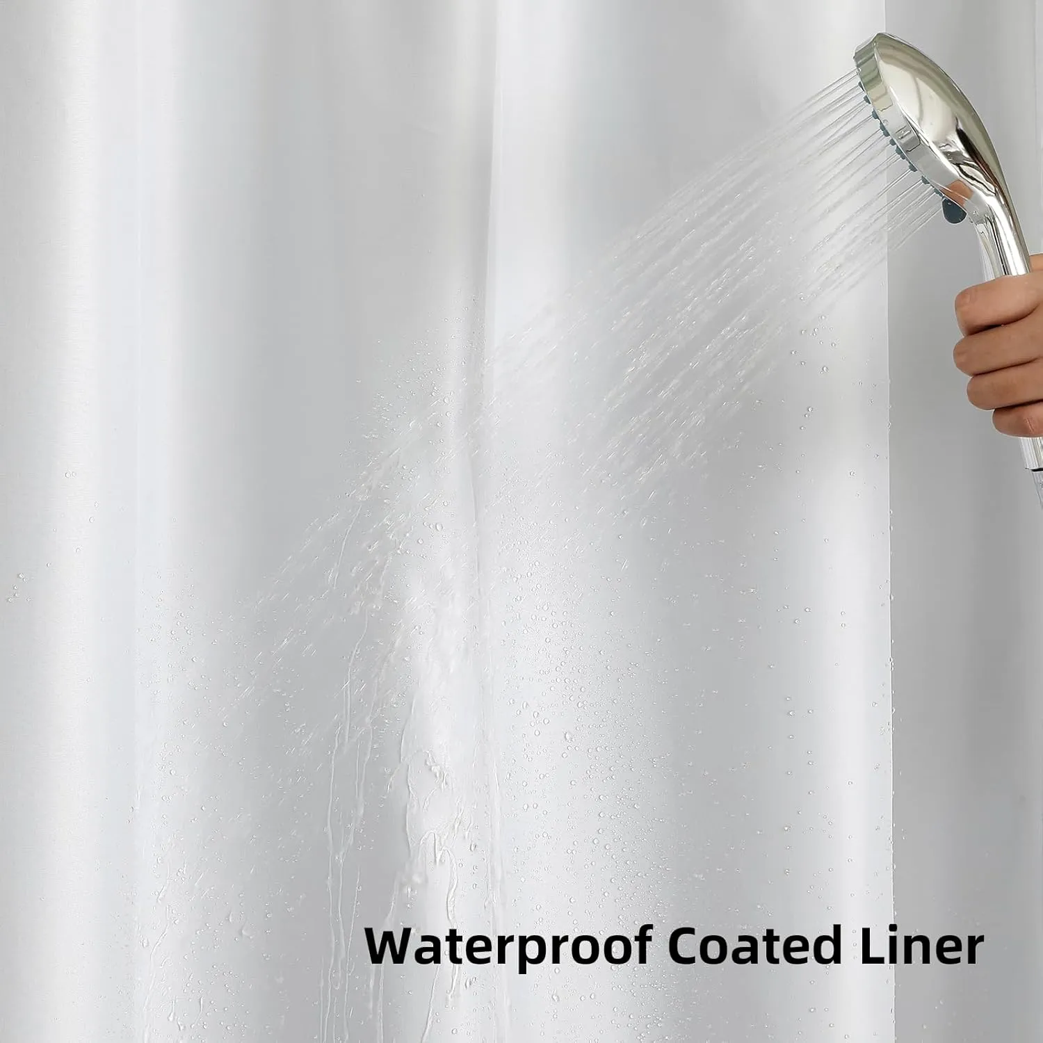 Colorful Star No Hook Shower Curtain with Snap in Fabric Liner, Waffle Weave Heavy Duty Thick Shower Curtains with Mesh Top Window, Hotel Style Waterproof Bathroom Curtain Set, 72 x 75 Inch, Fog Blue
