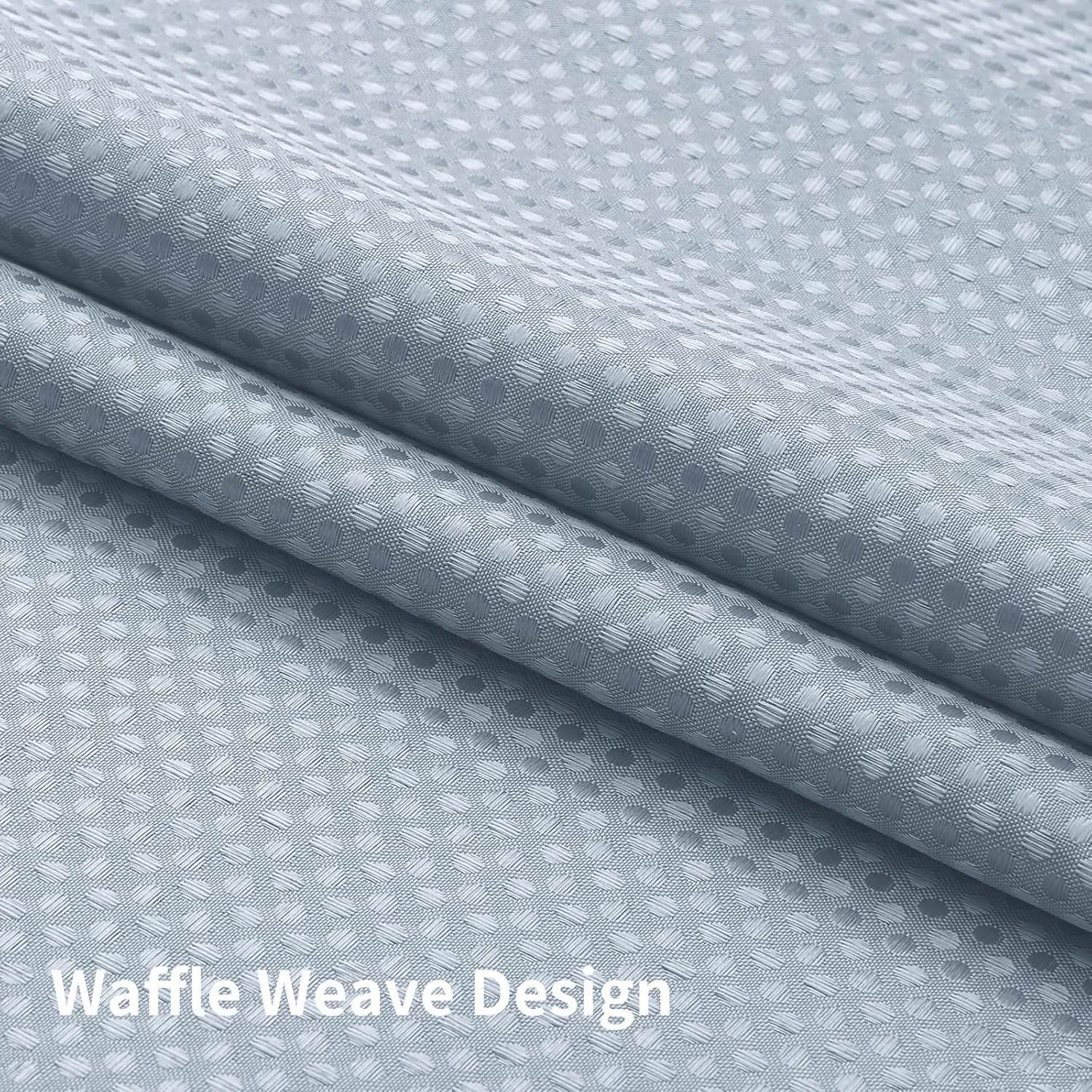 Colorful Star No Hook Shower Curtain with Snap in Fabric Liner, Waffle Weave Heavy Duty Thick Shower Curtains with Mesh Top Window, Hotel Style Waterproof Bathroom Curtain Set, 72 x 75 Inch, Fog Blue