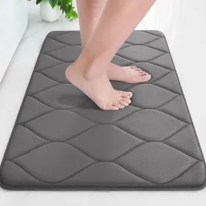 Colorxy Memory Foam Bathroom Rugs, Ultra Soft & Non-Slip Bath Mat, Water Absorbent and Machine Washable Bath Carpet Rug for Shower Bathroom Floor Rugs, 24''x16'', Dark Grey