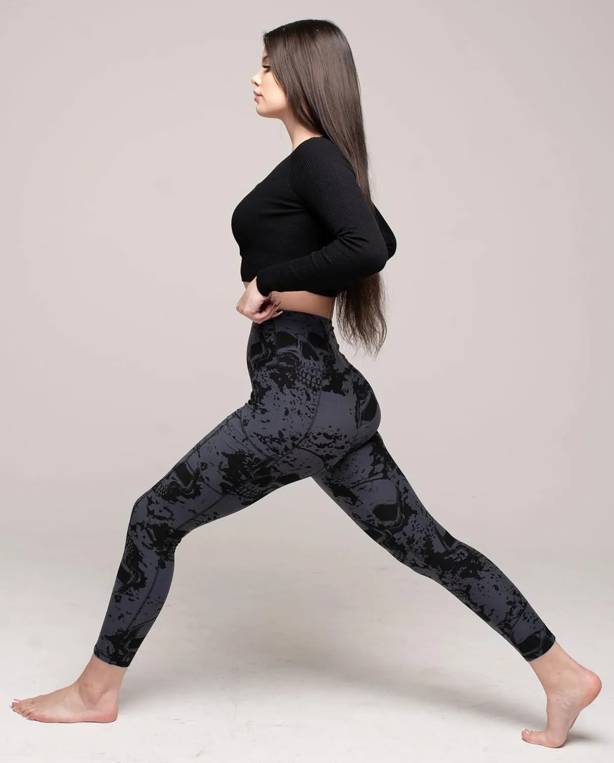 COMFY FOREVER Pocket Leggings for Women W/5' High Waist Tummy Control Ankle Length Pants