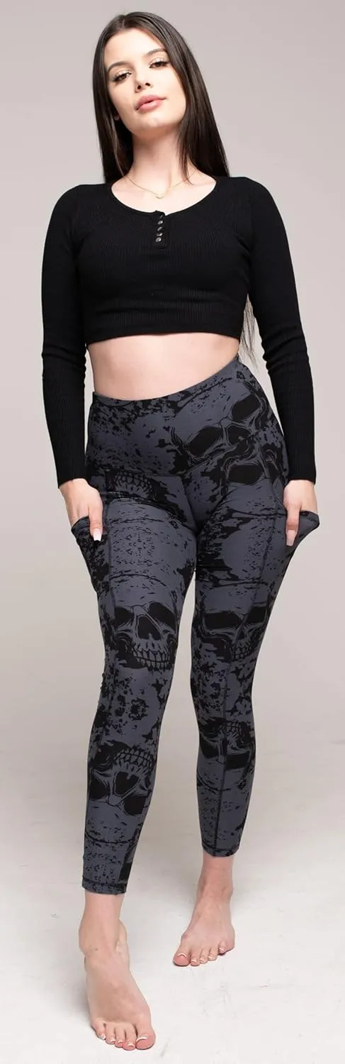COMFY FOREVER Pocket Leggings for Women W/5' High Waist Tummy Control Ankle Length Pants