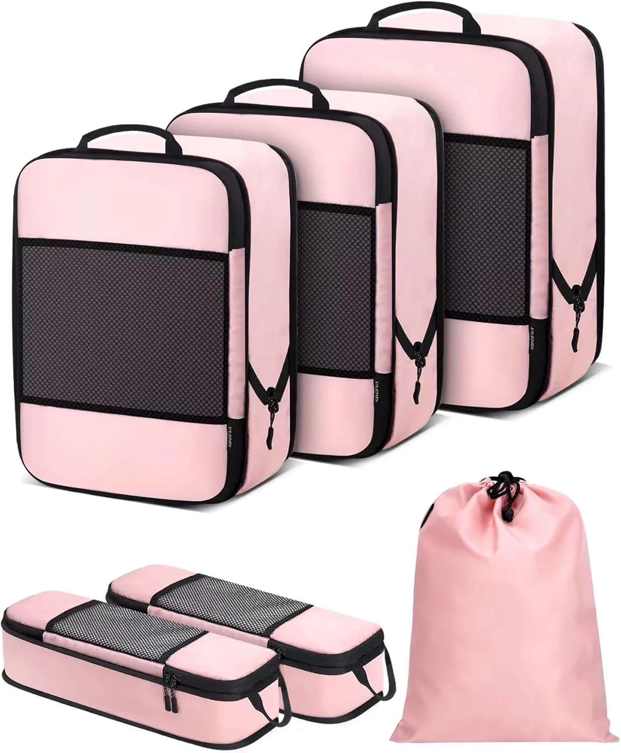 Compression Packing Cubes 4-Set Space Saver with Vacuum-Free Compression Expandable Luggage Organizer for Carry-On