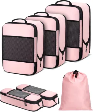 Compression Packing Cubes 4-Set Space Saver with Vacuum-Free Compression Expandable Luggage Organizer for Carry-On