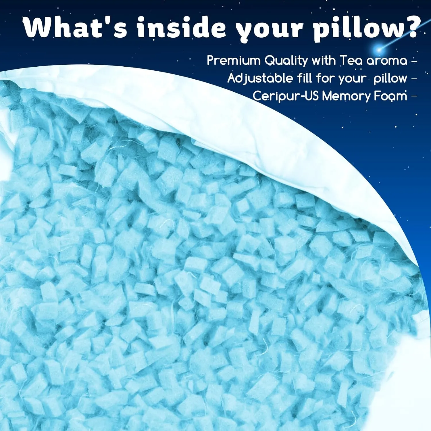 Cooling Side Sleeper Pillow for Neck and Shoulder Pain, Luxury Shredded Memory Foam Curved Bed Pillows for Sleeping Set of 1- Adjustable Queen Size- Washable Cover Original White