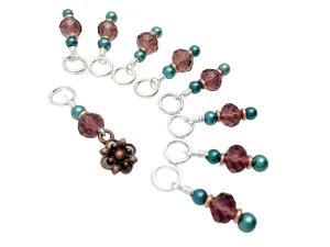 Copper Flower Knitting Stitch Marker Set, Knitters Tracking Tools