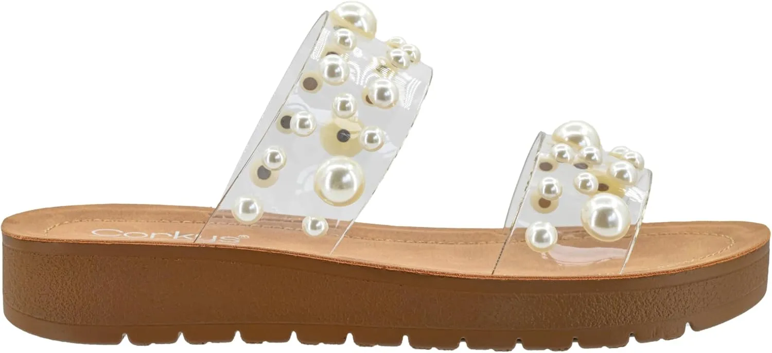 Corkys Footwear Womens Bad Romance Sandals - Featuring Dome Embellished Straps, And An Easy Slip-On Design - Stylish and Comfortable for Everyday Wear