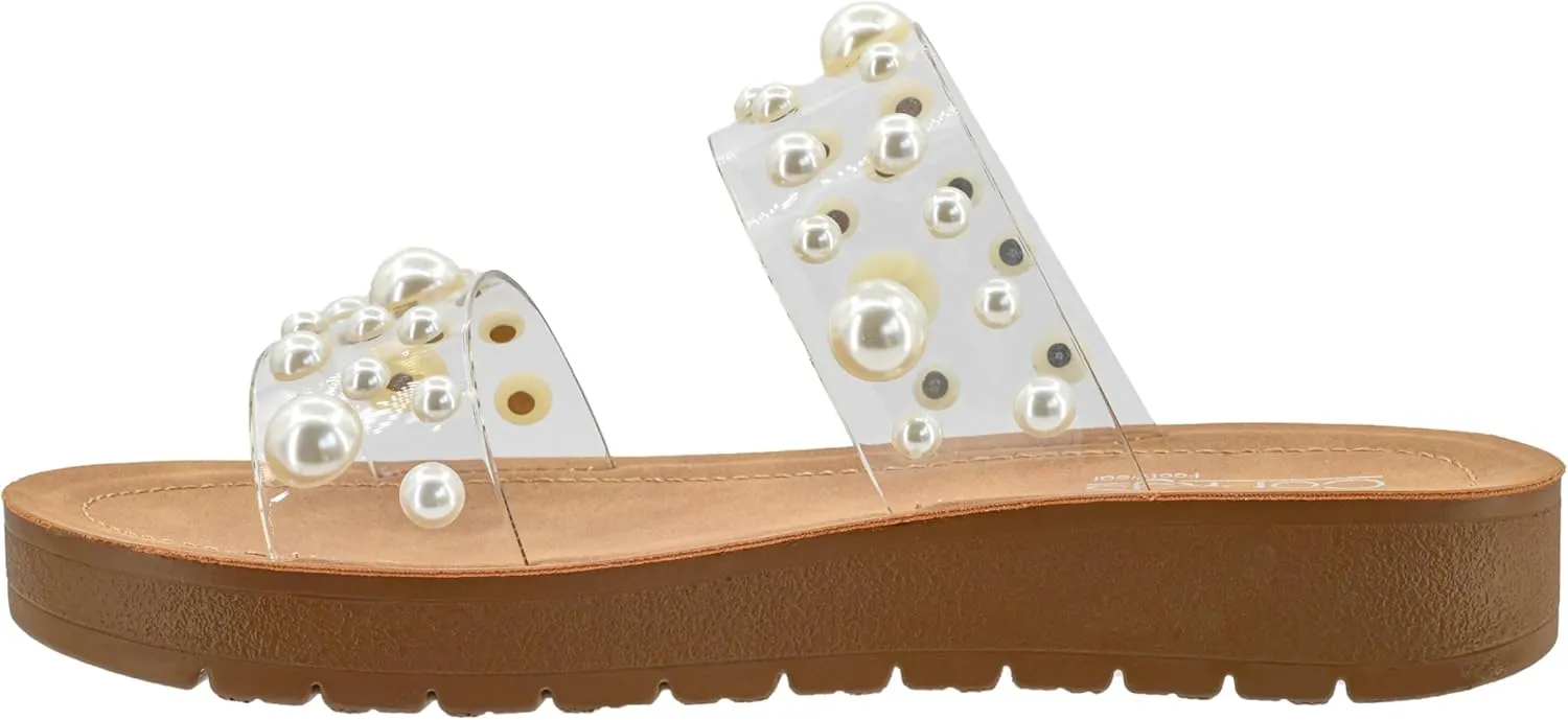 Corkys Footwear Womens Bad Romance Sandals - Featuring Dome Embellished Straps, And An Easy Slip-On Design - Stylish and Comfortable for Everyday Wear
