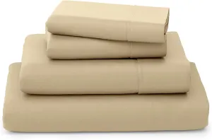 Cosy House Collection Luxury Bamboo Sheets - Blend of Rayon Derived from Bamboo - Cooling & Breathable, Silky Soft, 16-Inch Deep Pockets - 4-Piece Bedding Set - Queen, Tan