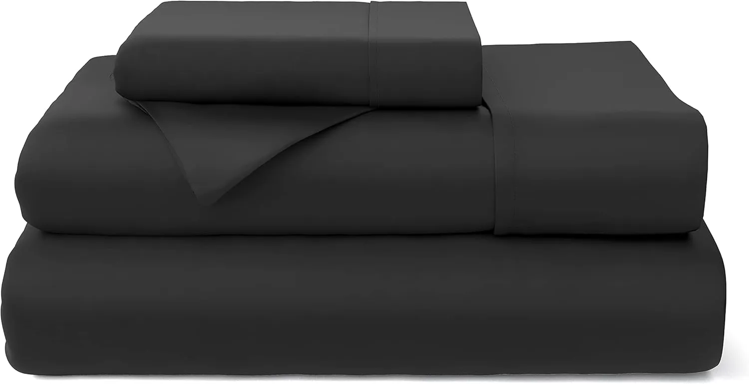 Cosy House Collection Premium Rayon Derived from Bamboo Bed Sheet Set - Cooling Blend - Deep Pocket, Ultra Soft & Breathable Bedding - 3 Piece Set (Twin, Black)
